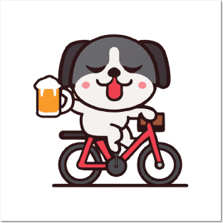 Super Cute Kawaii Dog on a Bike Posters and Art